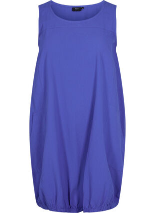 Ärmlös klänning i bomull, Dazzling Blue, Packshot image number 0