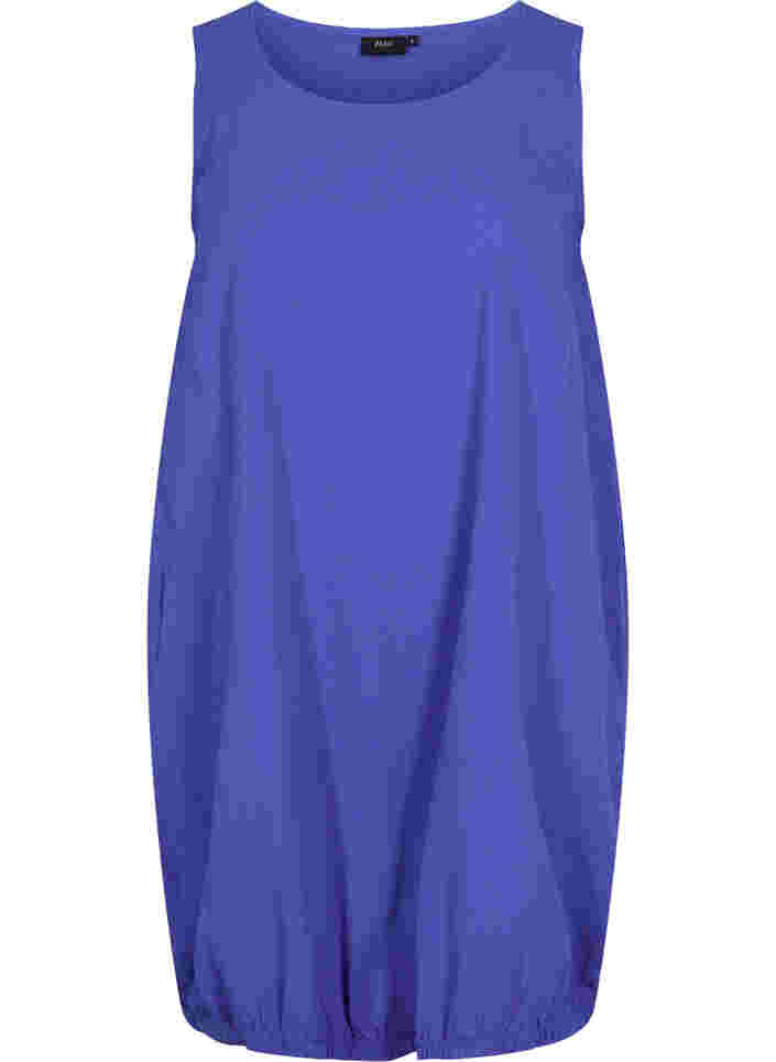 Ärmlös klänning i bomull, Dazzling Blue, Packshot image number 0