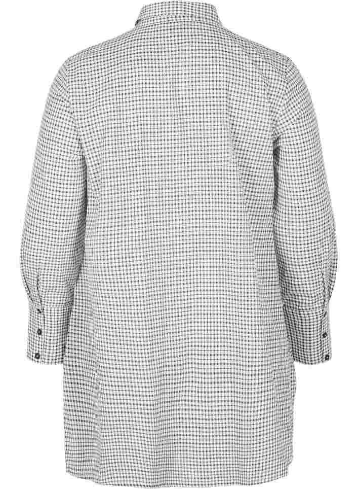 Rutig skjorttunika med knytband, Black/White Check, Packshot image number 1