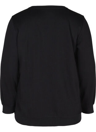 Sweatshirt med texttryck, Black w. White AOP, Packshot image number 1
