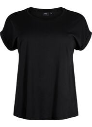 Kortärmad t-shirt i bomullsmix, Black, Packshot