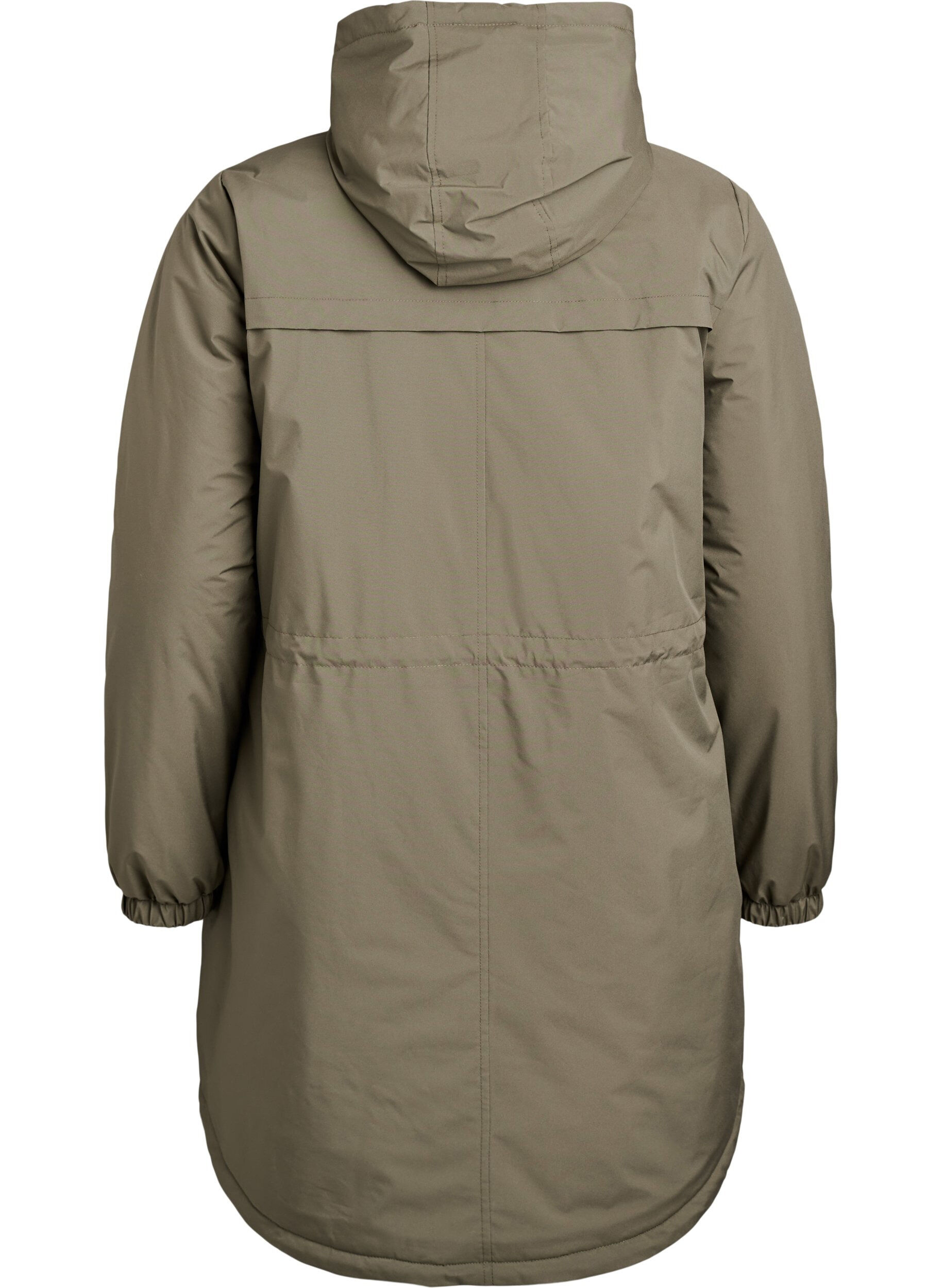 Zizzi L&auml;tt vadderad parkas med huva, Gr&ouml;n, Packshot image number 1