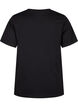 T-shirt i ekologisk bomull med rosettdetalj, Black, Packshot image number 1