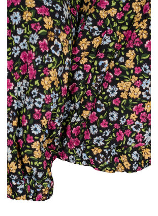 Kort jacka med fickor och blommigt mönster, Black Ditzy Flower, Packshot image number 3