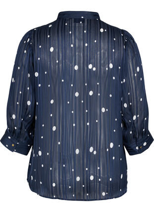 Mönstrad blus med 3/4-ärmar, Navy Blazer Dot, Packshot image number 1