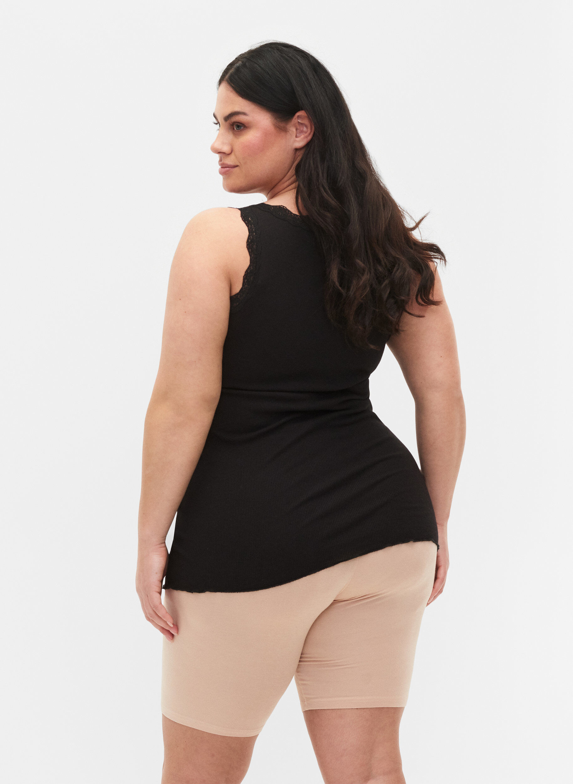 Zizzi2-pack cykelshorts i viskos, Beige, Model image number 2