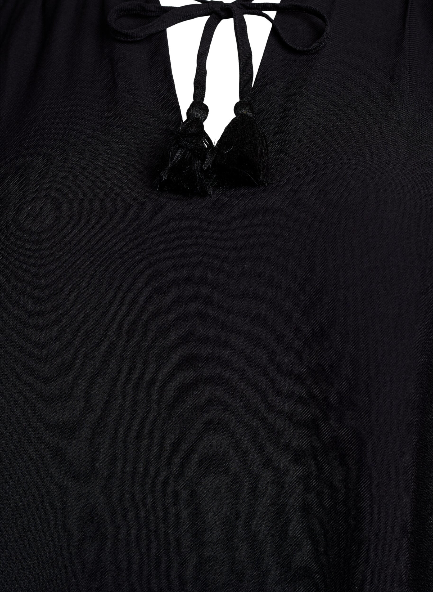 Zizzi Kort a-linjeformad kl&auml;nning med volanger, Svart, Packshot image number 2