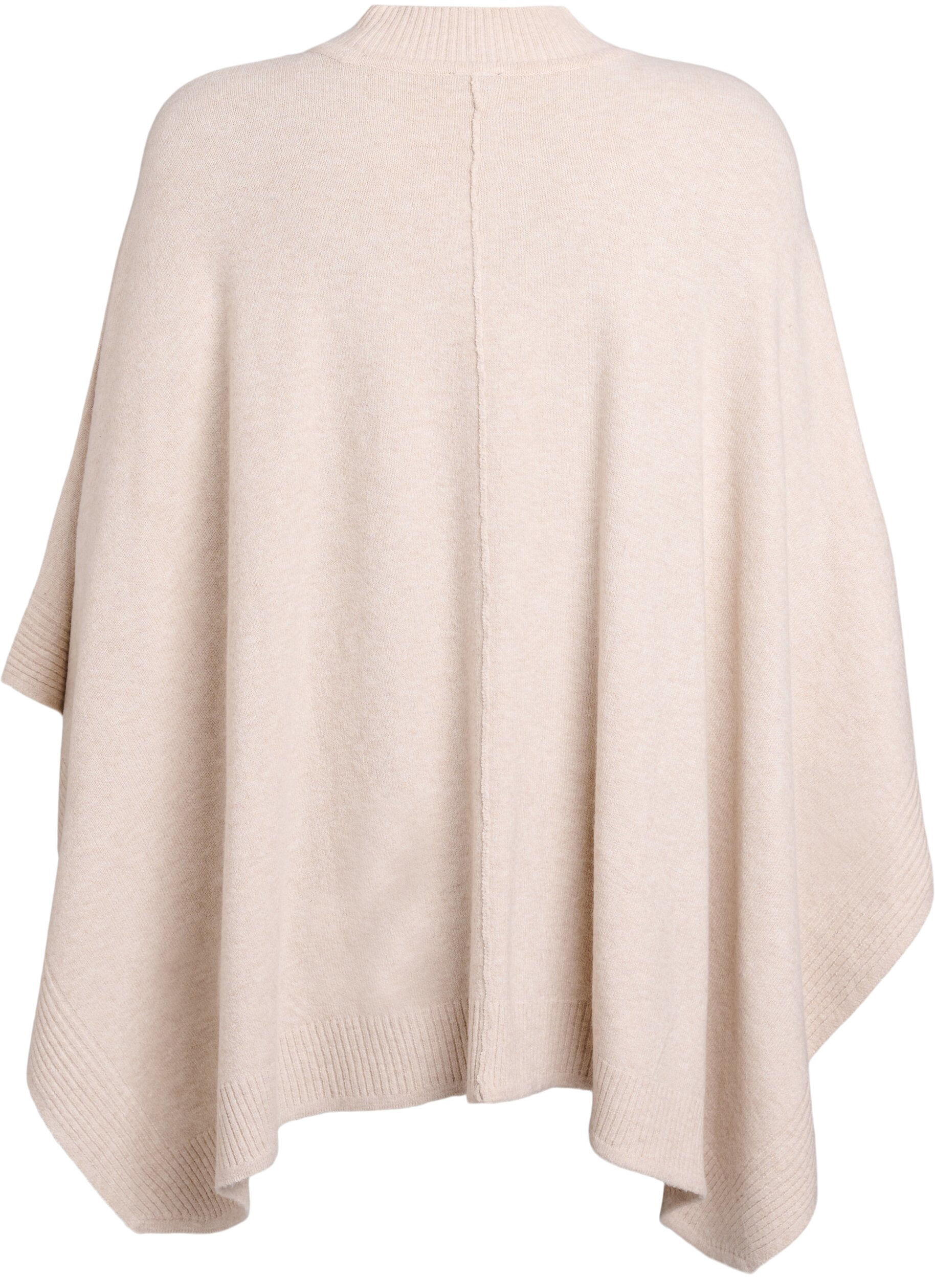 Zizzi Poncho med ribbade detaljer och rund halsringning, Beige, Packshot image number 1