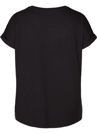 T-shirt i viskosmix med rund hals, Black, Packshot image number 1