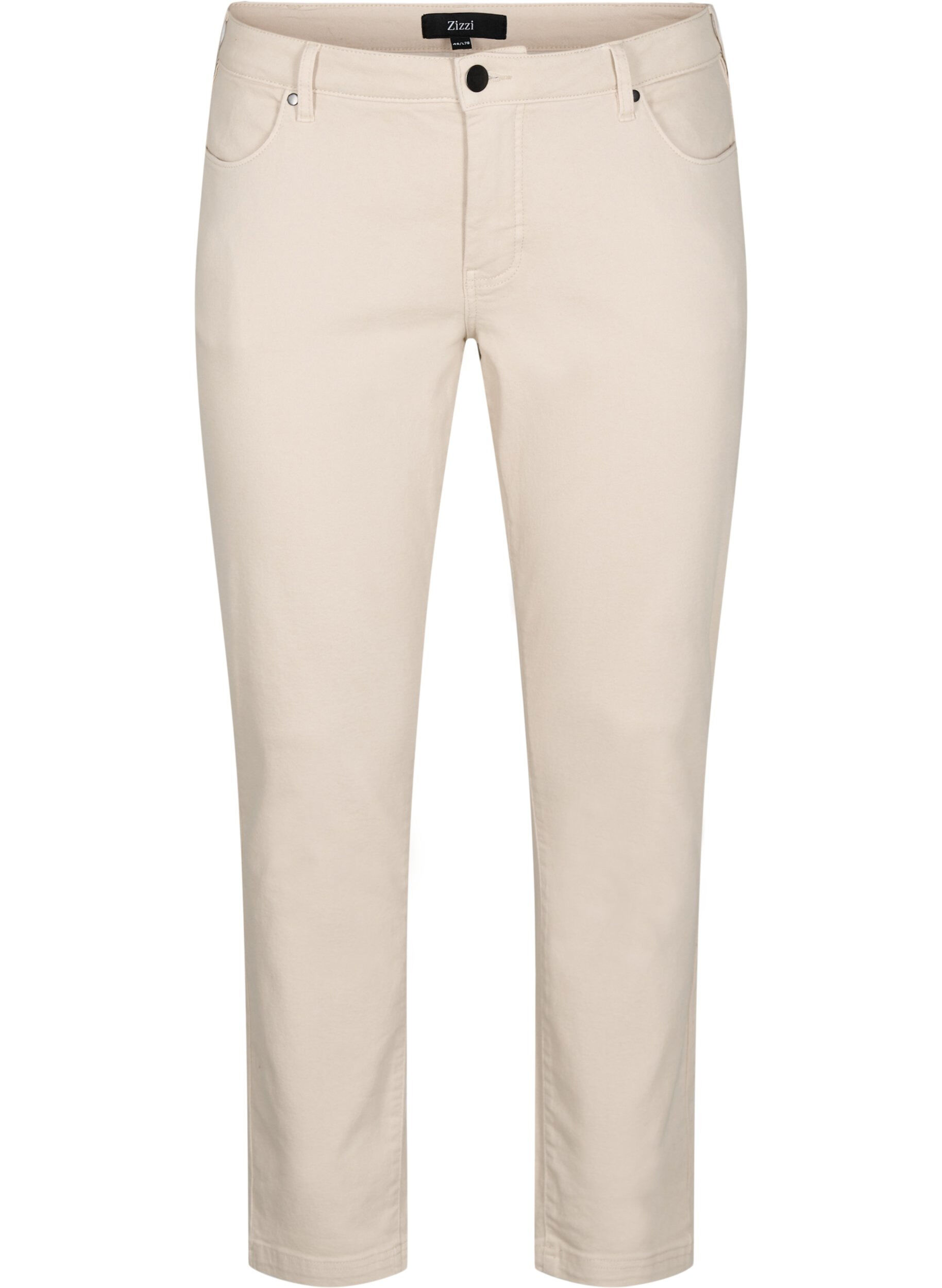 Zizzi Emily jeans med slim fit och normal midja, Beige, Packshot image number 0