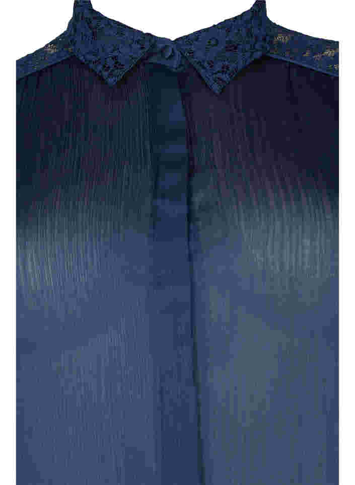 Lång skjorta med spetsdetaljer, Evening Blue, Packshot image number 2