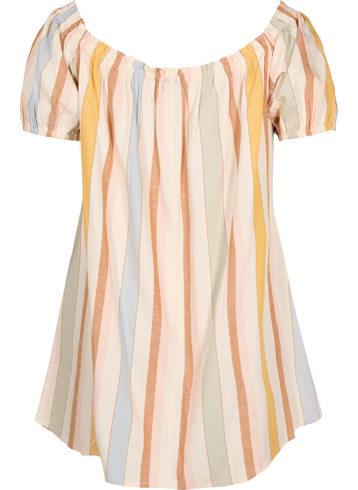 Strandtunika med off-shoulder, Striped Jaquard, Packshot image number 1