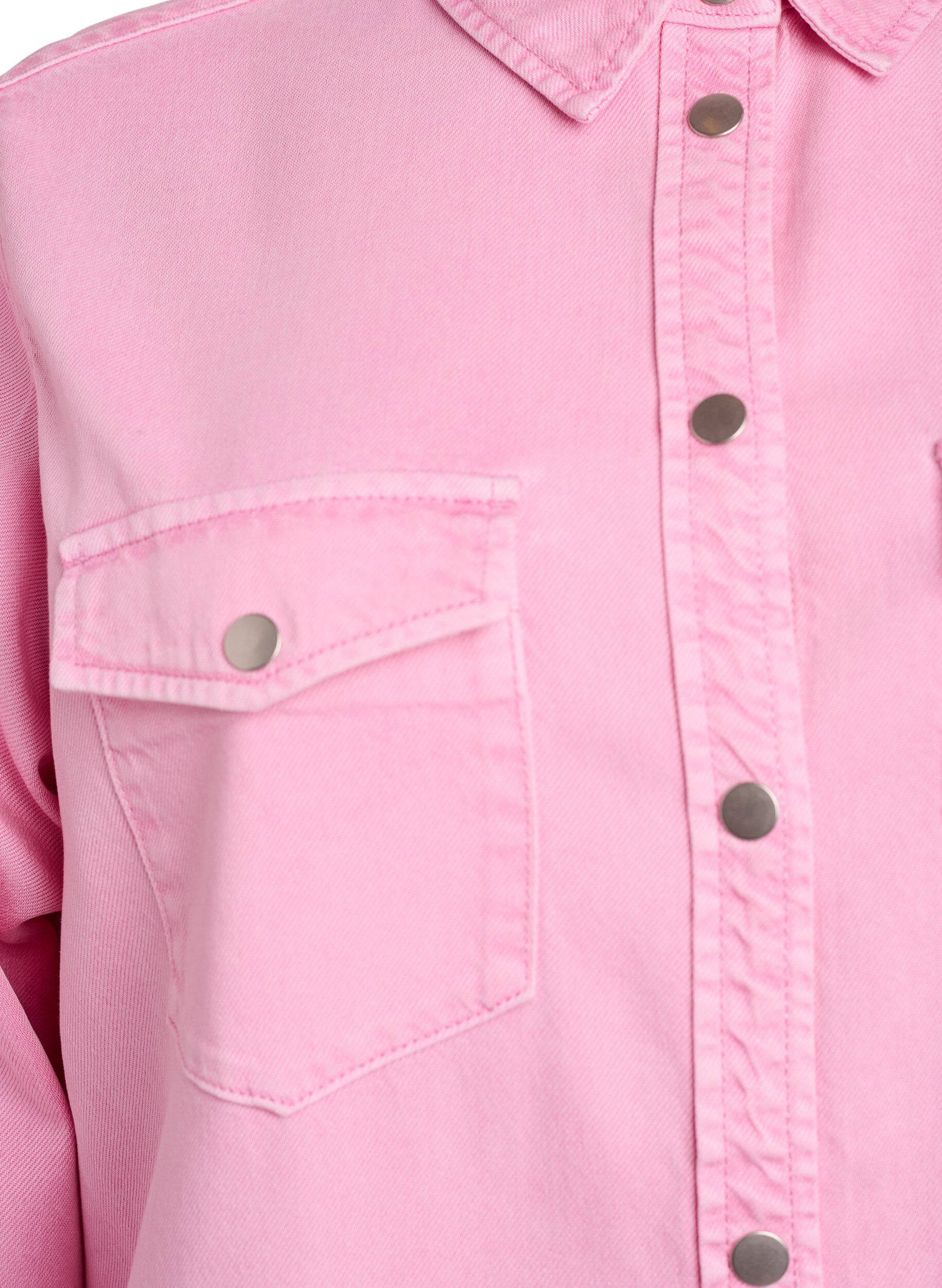 Zizzi Jeansskjorta med br&ouml;stfickor, Rosa, Packshot image number 2