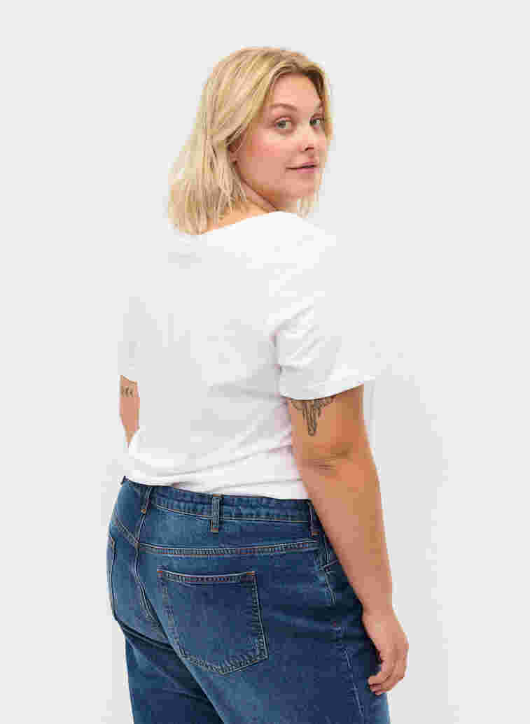 T-shirt i bomull med texttryck, Bright White LOVE, Model image number 1