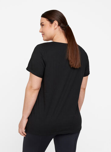 Tränings-t-shirt i bomull med tryck, Black Inspired, Model image number 1