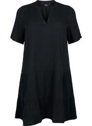 Kortärmad klänning i 100% bomull, Black