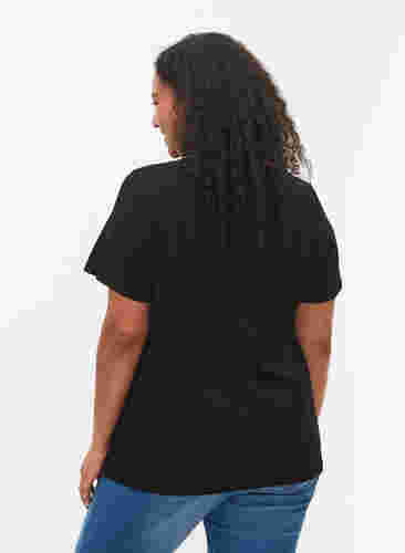 T-shirt med glimmertryck i bomull, Black Shimmer Face, Model image number 1