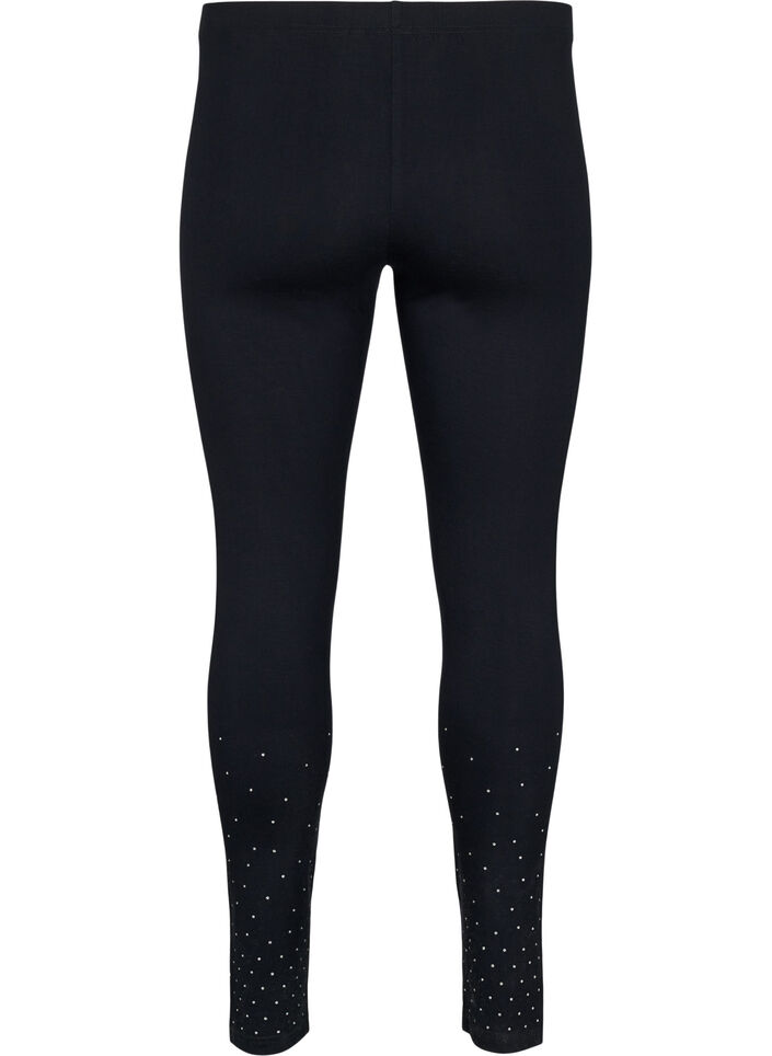 Leggings i viskos med strass, Black, Packshot image number 1