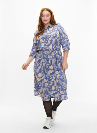 FLASH – Skjortklänning med tryck, Delft AOP, Model image number 3