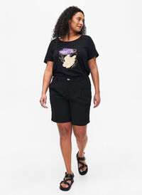 Bermuda -shorts med hög midja, Black, Model