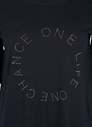 T-shirt i ekologisk bomull med 2/4 ärmar, Black, Packshot image number 2