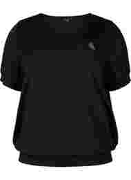 Enfärgad tränings-t-shirt med V-ringad hals, Black
