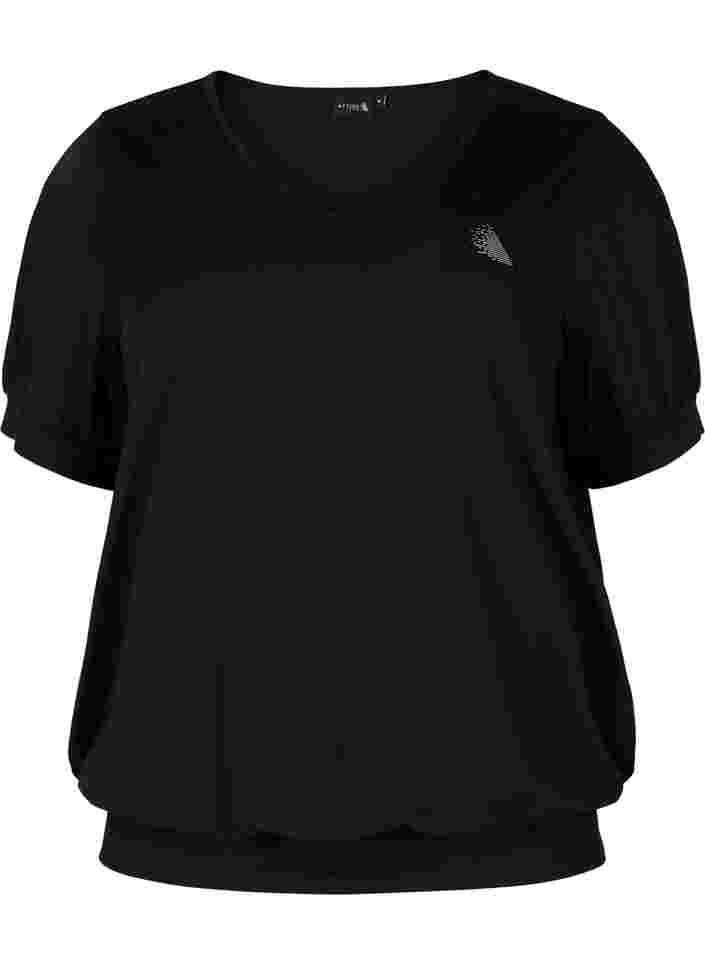 Enfärgad tränings-t-shirt med V-ringad hals, Black, Packshot image number 0