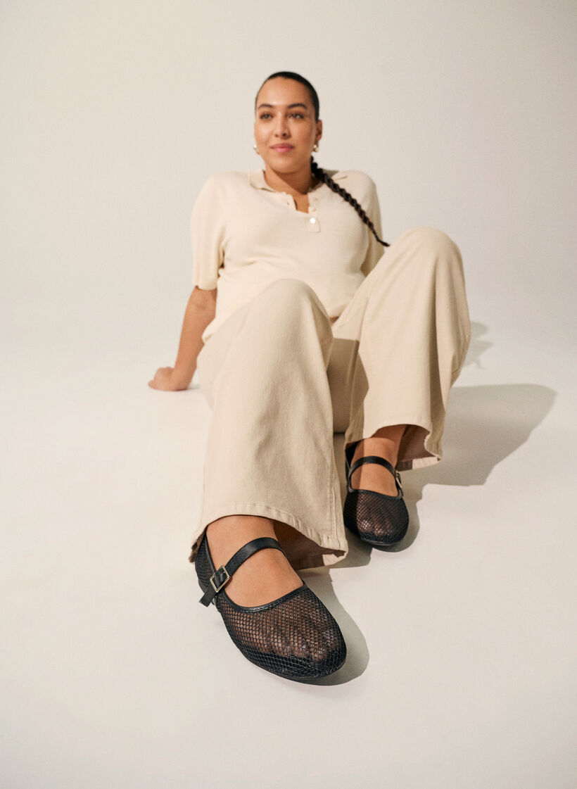 Ballerina i mesh med rem, Svart, Image image number 0