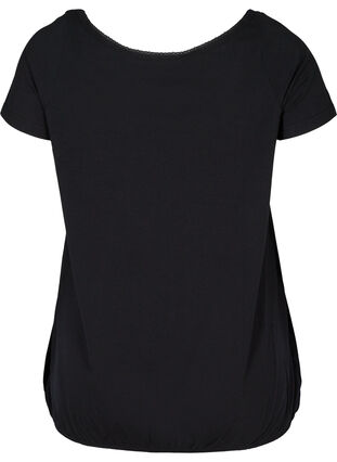 T-shirt med rund halsringning och spetskant, Black, Packshot image number 1