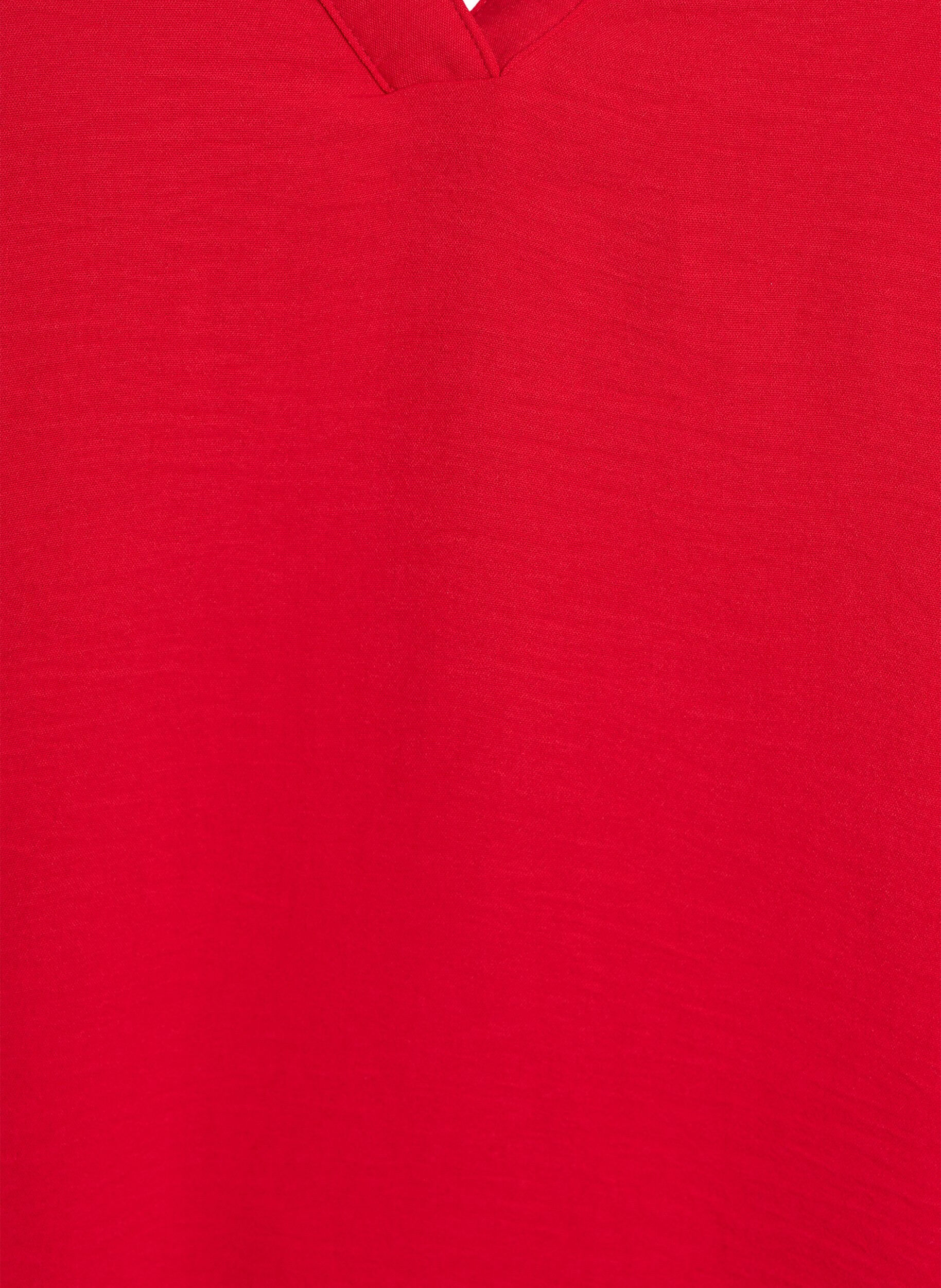 Zizzi&Auml;rml&ouml;s topp med rynkdetaljer, R&ouml;d, Packshot image number 2