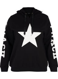 Sweatshirt med huva, Black w. white star