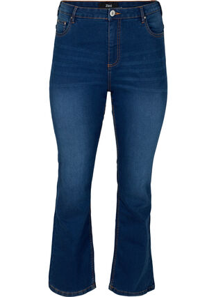 Ellen bootcut jeans med hög midja, Blue denim, Packshot image number 0