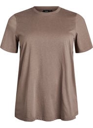 Enkel t-shirt i bomull med rund halsringning, Brun
