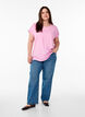 Kort&auml;rmad t-shirt i bomullsmix, Rosa, Model image number 1