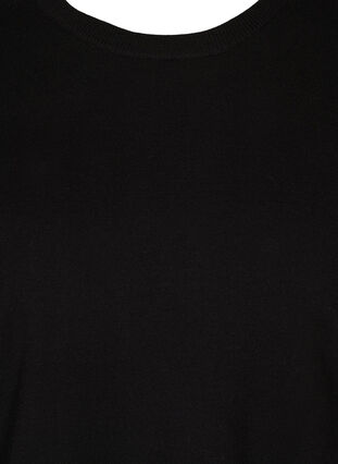 Långärmad tröja med ribb och slits, Black, Packshot image number 2