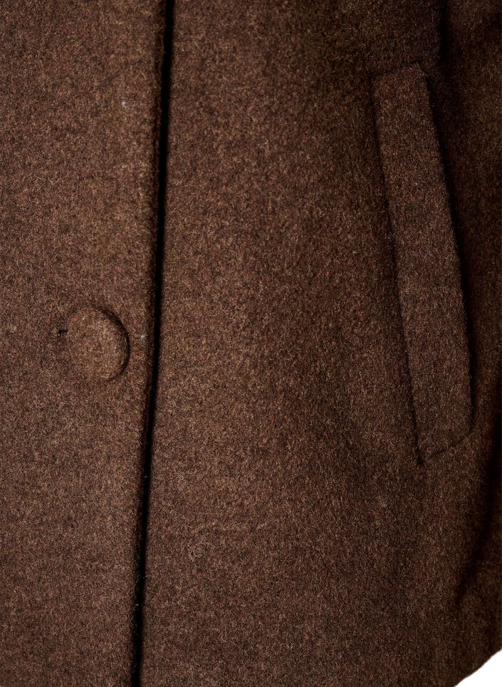 Kort jacka med asymmetrisk kn&auml;ppning, Brun, Packshot image number 3