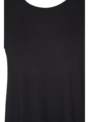 Randig midiklänning med korta ärmar, Black Solid, Packshot image number 2