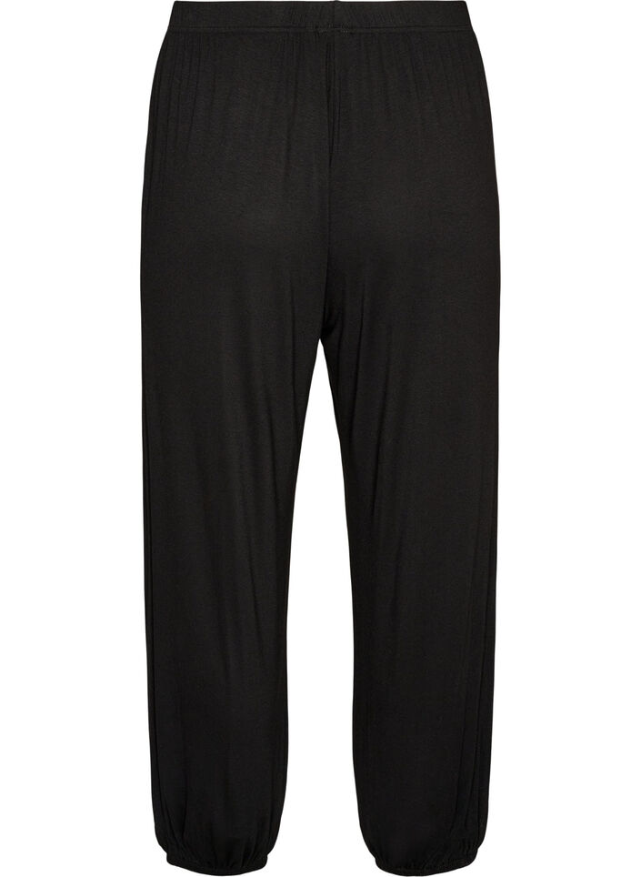 L&ouml;sa pyjamasbyxor i viskos med res&aring;r i midjan, Svart, Packshot image number 1