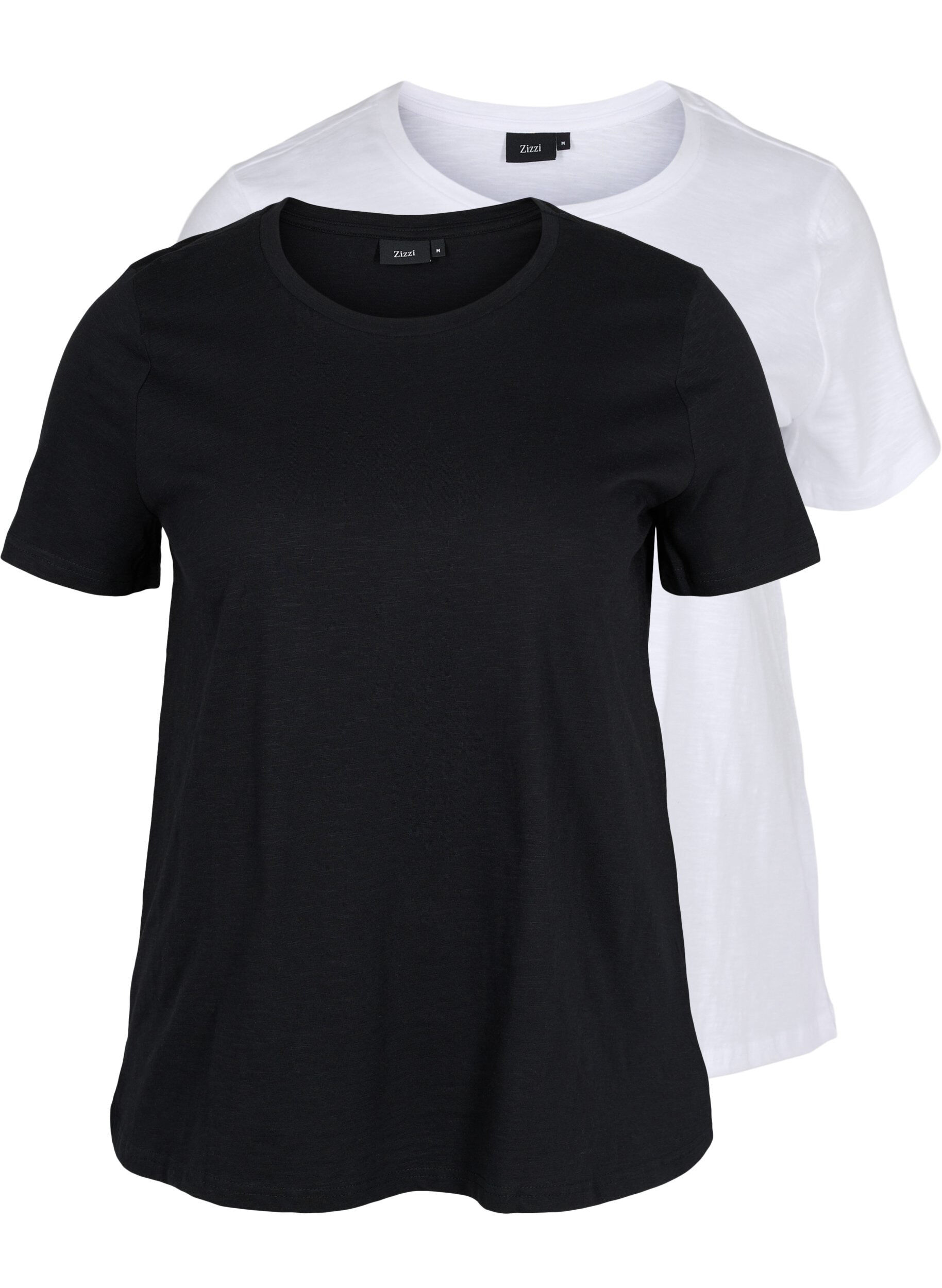 Zizzi 2-pack t-shirt i bomull, Black/B White, Packshot image number 0
