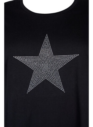 T-shirt med nitar i ekologisk bomull, Black Star , Packshot image number 2