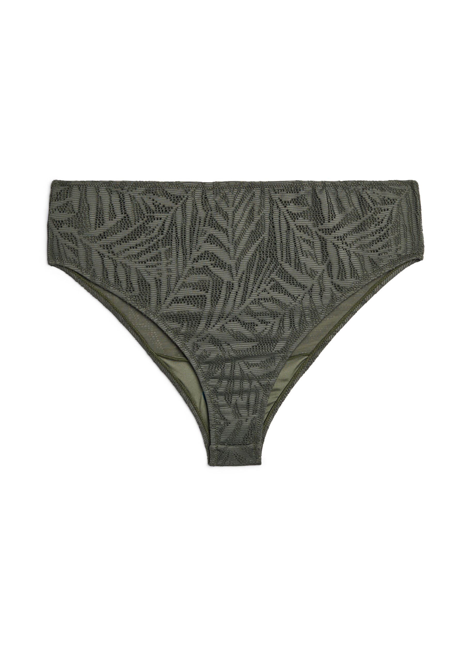 Zizzi Brazilian bikinitrosa i strukturerad mesh, Gr&ouml;n, Packshot image number 0