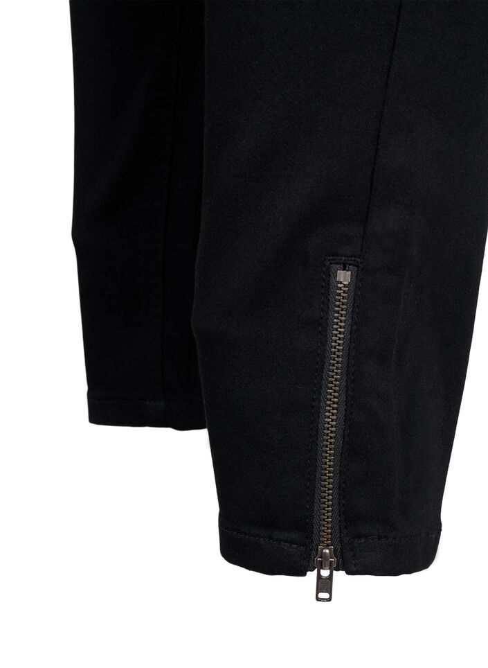Croppade Amy jeans med blixtl&aring;s, Svart, Packshot image number 3