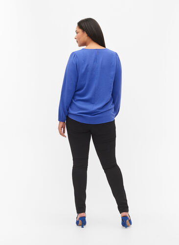 Extra slim Amy jeans med hög midja, Black, Model image number 2