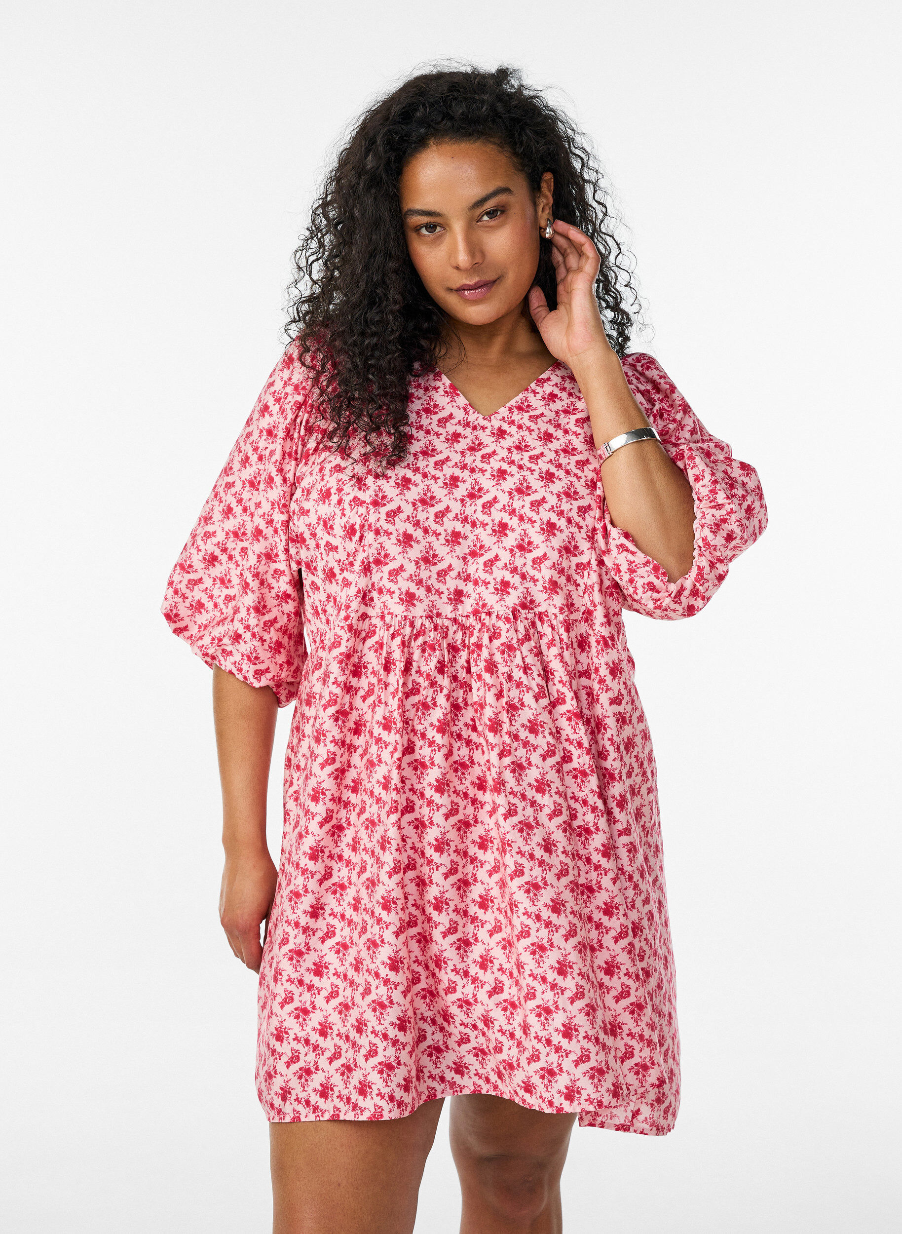 ZizziKort kl&auml;nning i viskos med empirsk&auml;rning och ballong&auml;rmar, R&ouml;d, Model image number 0