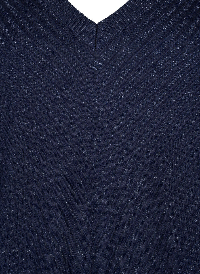 Stickad blus med shimmer och V-ringning, Naval A.w.Blue Lurex, Packshot image number 2