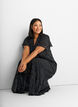Blus i chiffong med prickar och volang&auml;rmar, Svart, Model image number 3