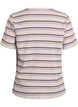 Ribbad t-shirt med r&auml;nder och knappdetalj, Lila, Packshot image number 1