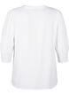 Blus i viskos med smock- och volangdetaljer, Bright White, Packshot image number 1