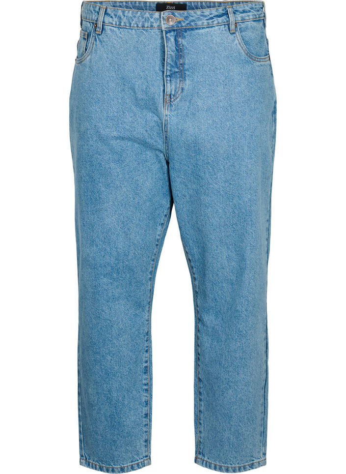 Klippta Mille jeans med hög midja, Light blue denim, Packshot image number 0