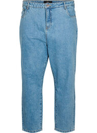 Ankellånga Gemma jeans med hög midja, Light blue denim, Packshot